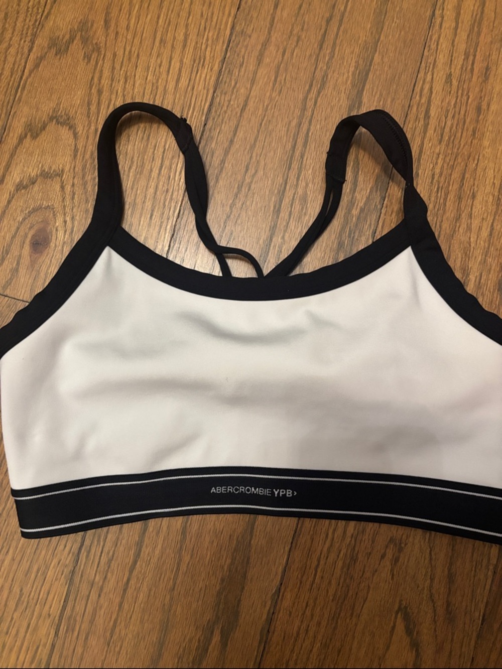 Abercrombie & Fitch White and Black Two-Tone Sports Bralette
